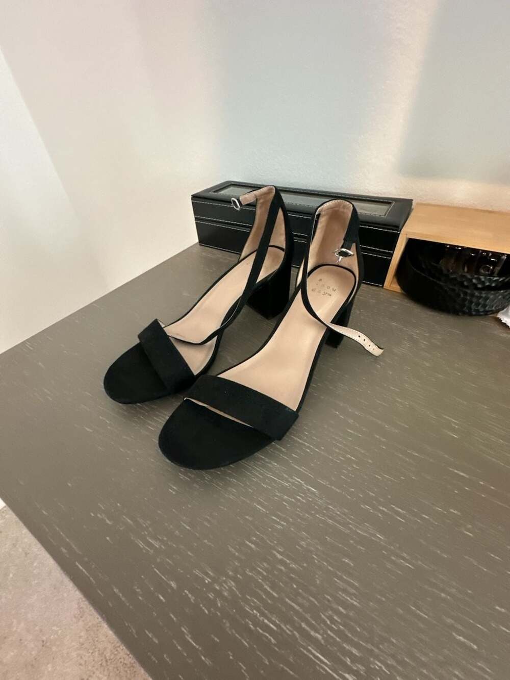 A New Day Nala Block Heel Sandals Black Suede